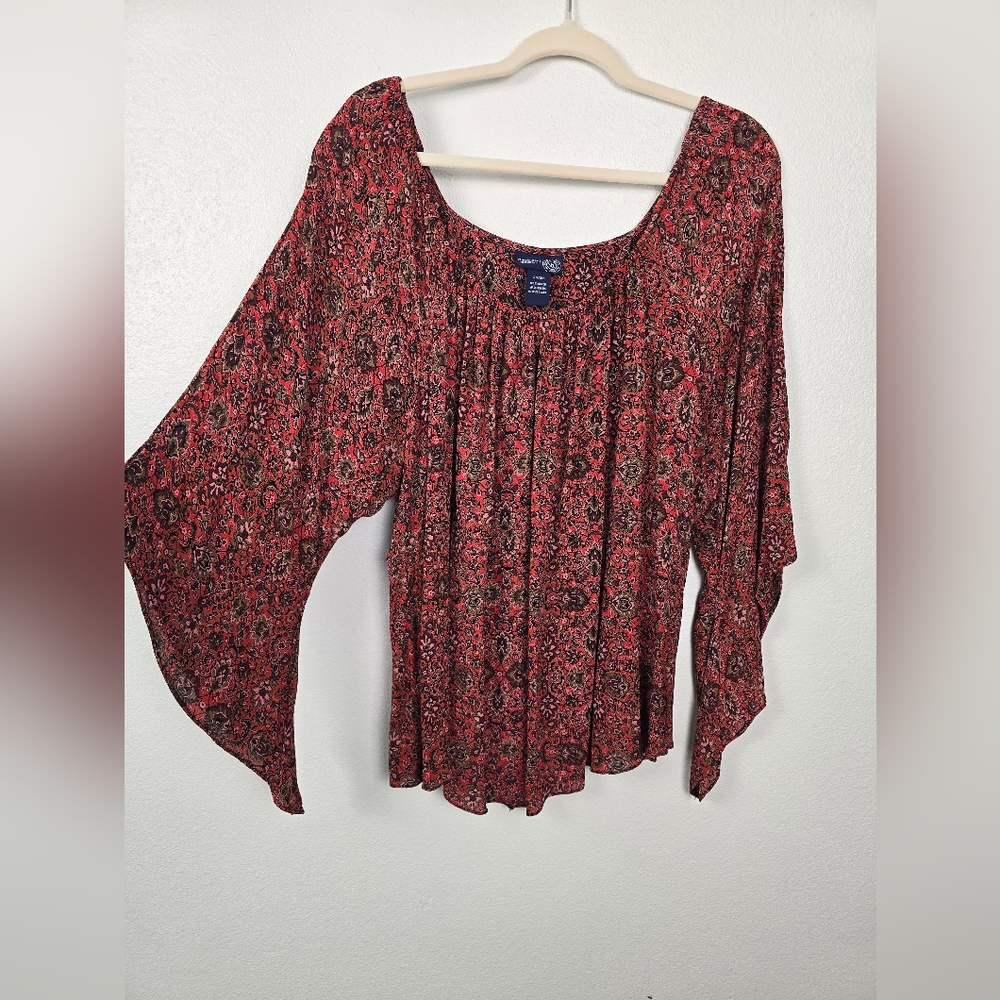 Venezia Jeans Clothing Co Off The Shoulder Bell Sleeve Pattern Blouse Size 26/28 - Picture 4 of 8
